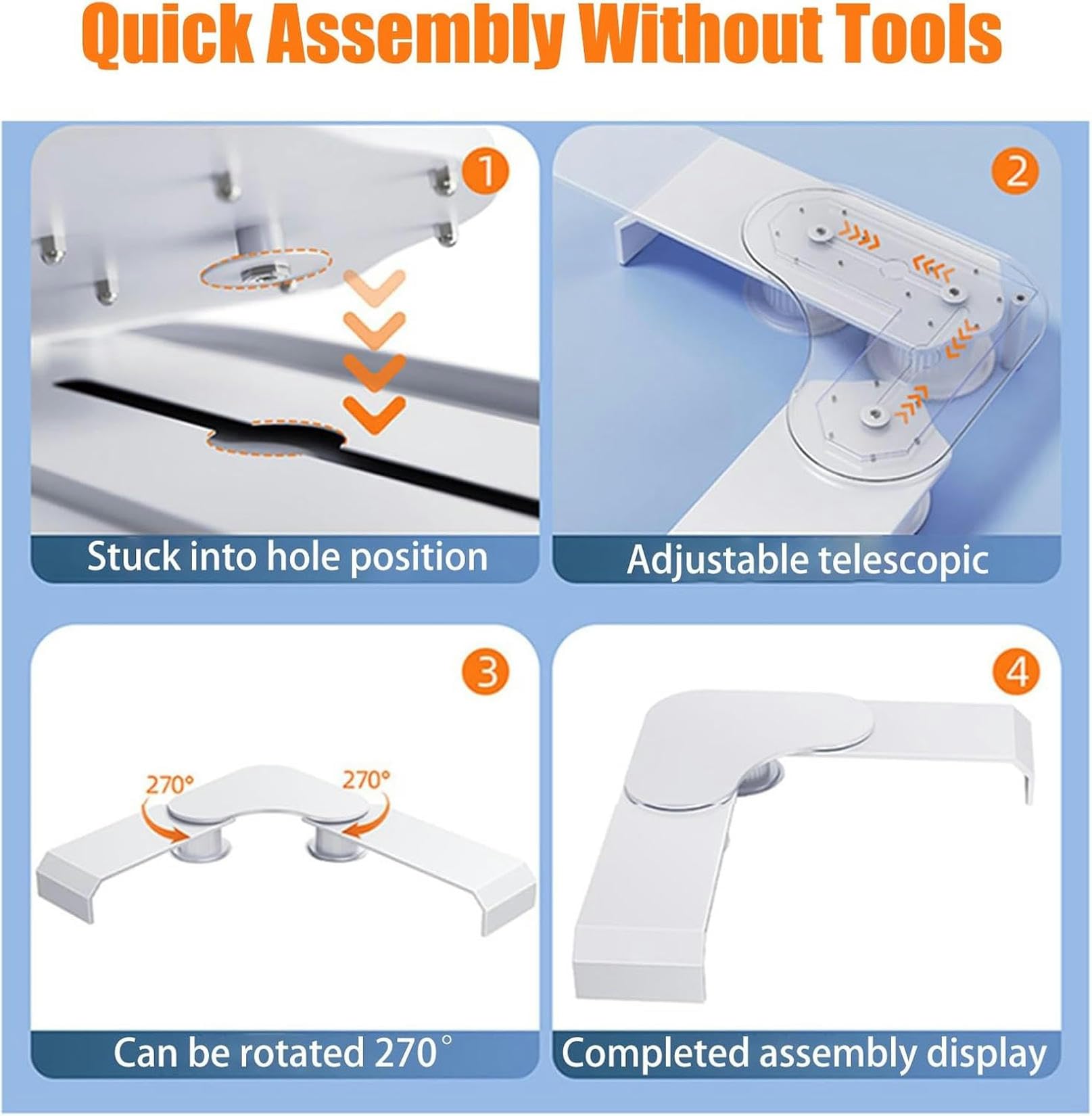 Supporto per Monitor angolare per 3 schermi, Supporto per Monitor angolare per Computer, Organizer da scrivania Regolabile, Rotazione di 270°, Supporto angolare in Metallo per Laptop.