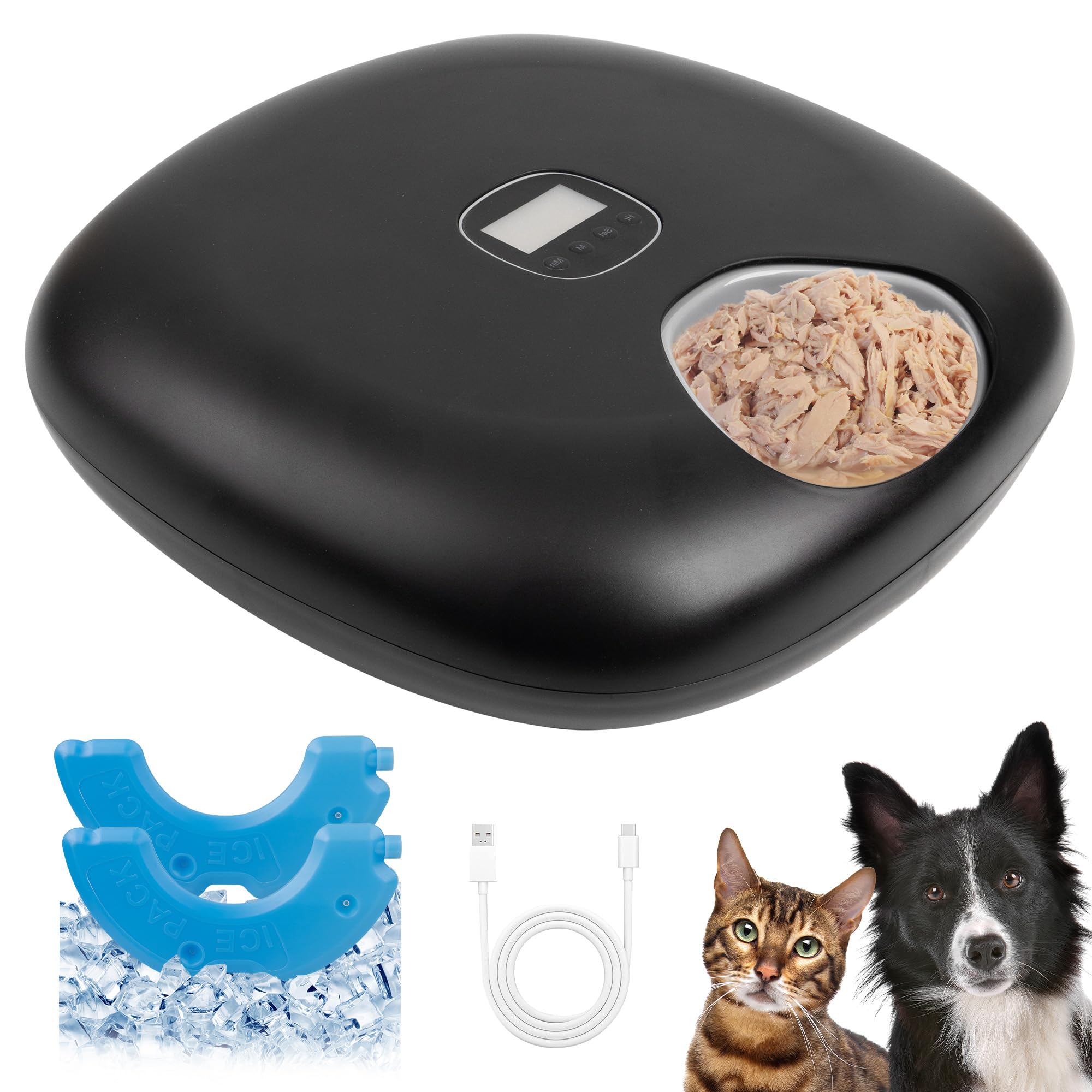 Pet Prime Automatic Cat Food Feeder, Pet Feeder with Digital Timer and Two Ice Packs, 6 Meal Food Dispenser, up to 300g in Each Automatic Cat Feeder for Wet Food
