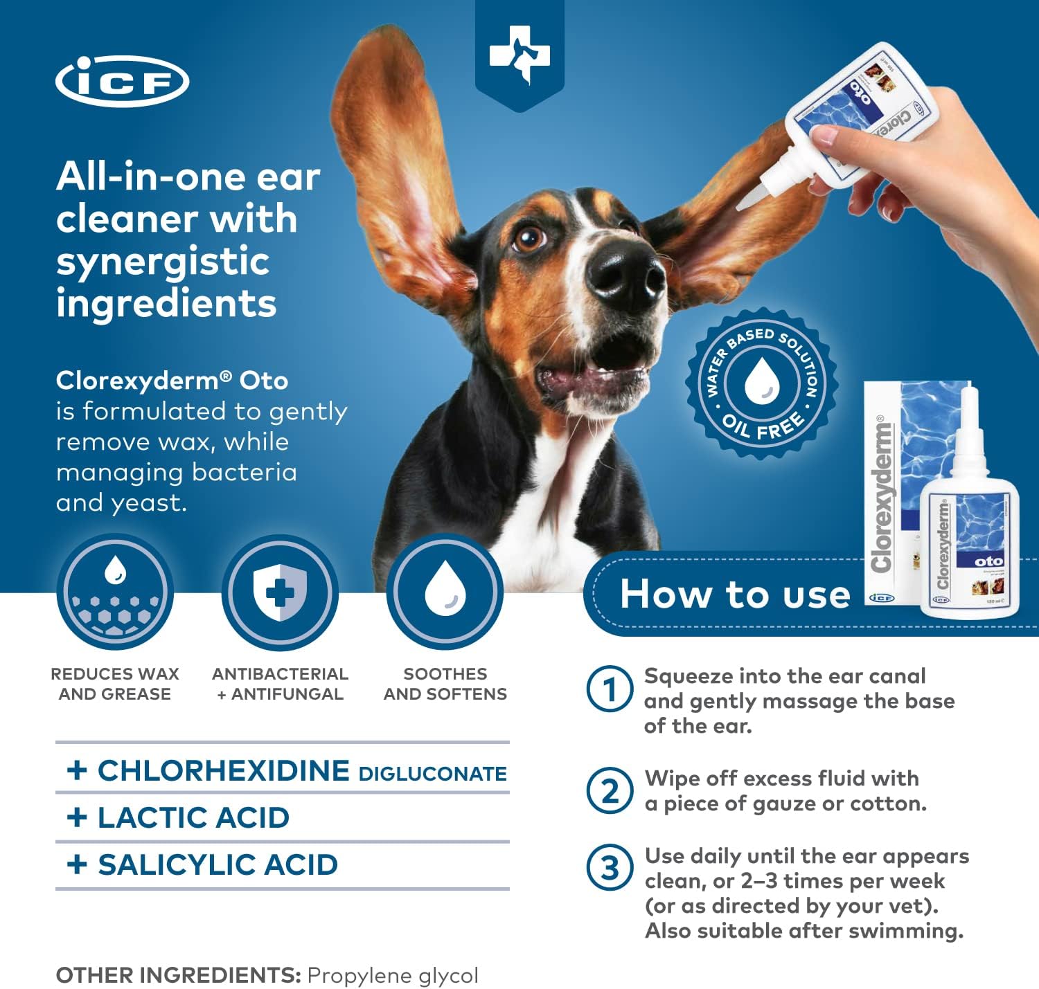 ICF Oto Ear Cleaner Solution for Dogs & Cat Ears Ear Cleaner & Wax