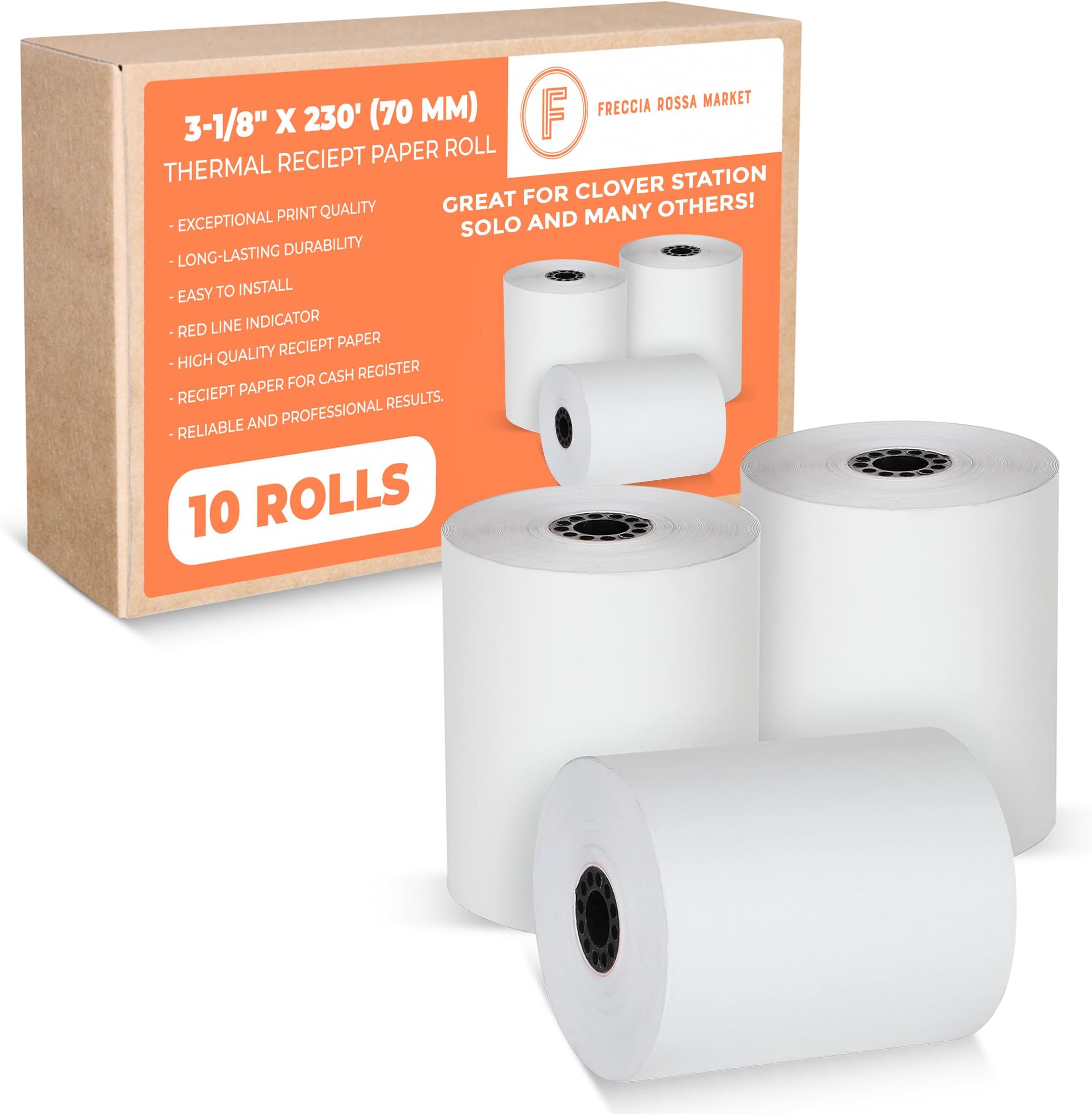 3 1/8 x 230 Thermal Paper Receipt Rolls Cash Register POS