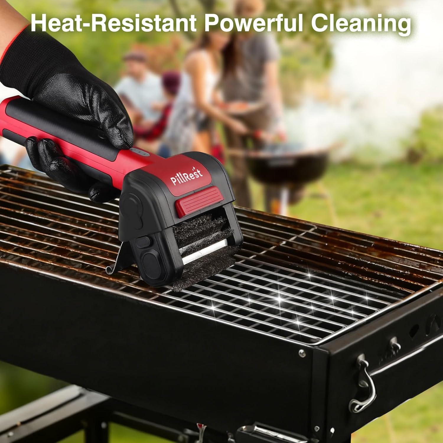 Electric Grill Brush, Cordless Rechargeable Grill Cleaner with LED Light - 950 RPM Spinning 304 Stainless Steel Head, Dishwasher-Safe BBQ Tool for Outdoor Grills