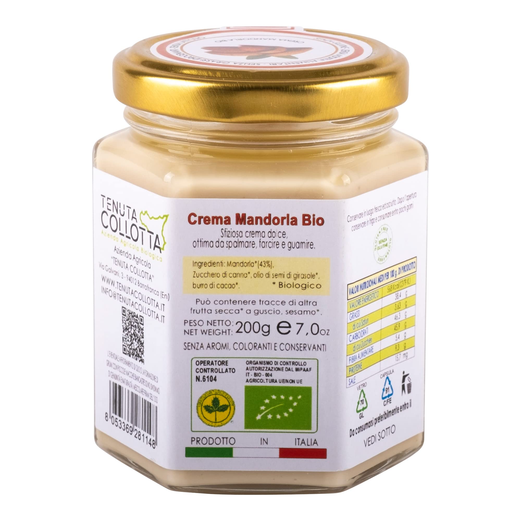 Tenuta Collotta® - Crème d'Amande Bio g 200-100% Italien - Produit en Sicile