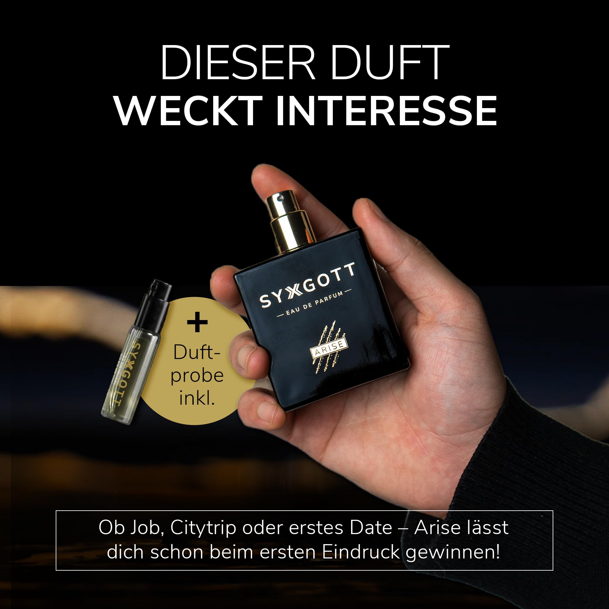 SYXGOTT ARISE Männerparfum mit Pheromon Öl | Eau de Parfum für Herren | Parfumprobe gratis | frisch und fruchtig | perfekter Frühling & Sommerduft