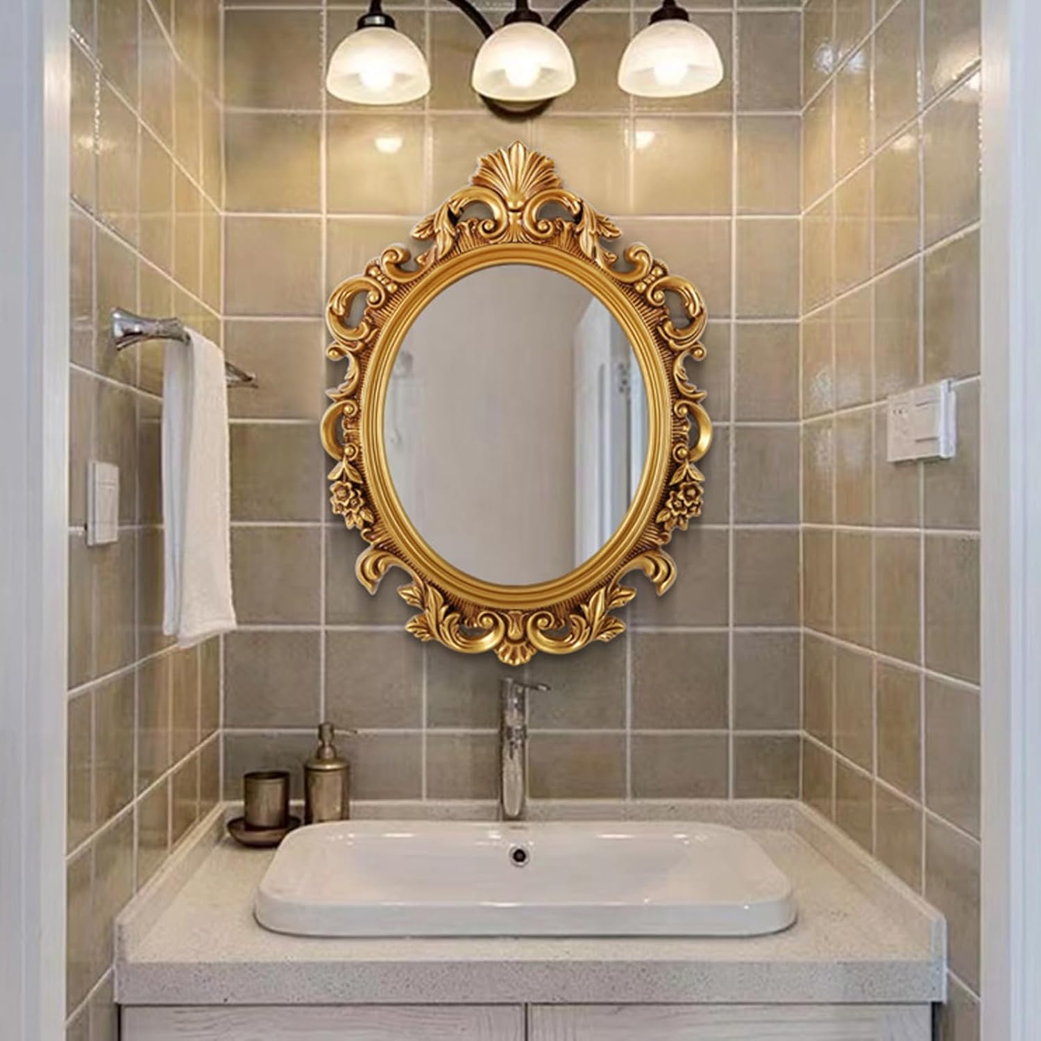 バロックスタイル ゴールド壁掛け鏡 バロックスタイル ゴールド 壁掛け