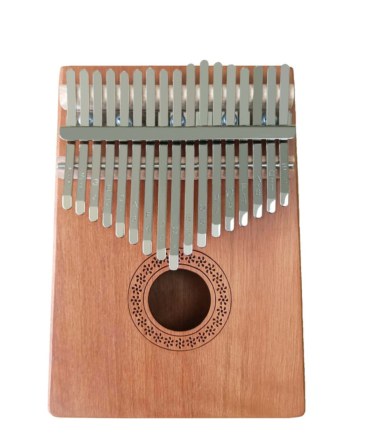 Intirilife Set di pianoforte a 17 tasti Kalimba da pollice in legno di mogano in marrone scuro - Per intrattenere la musica in viaggio o a casa