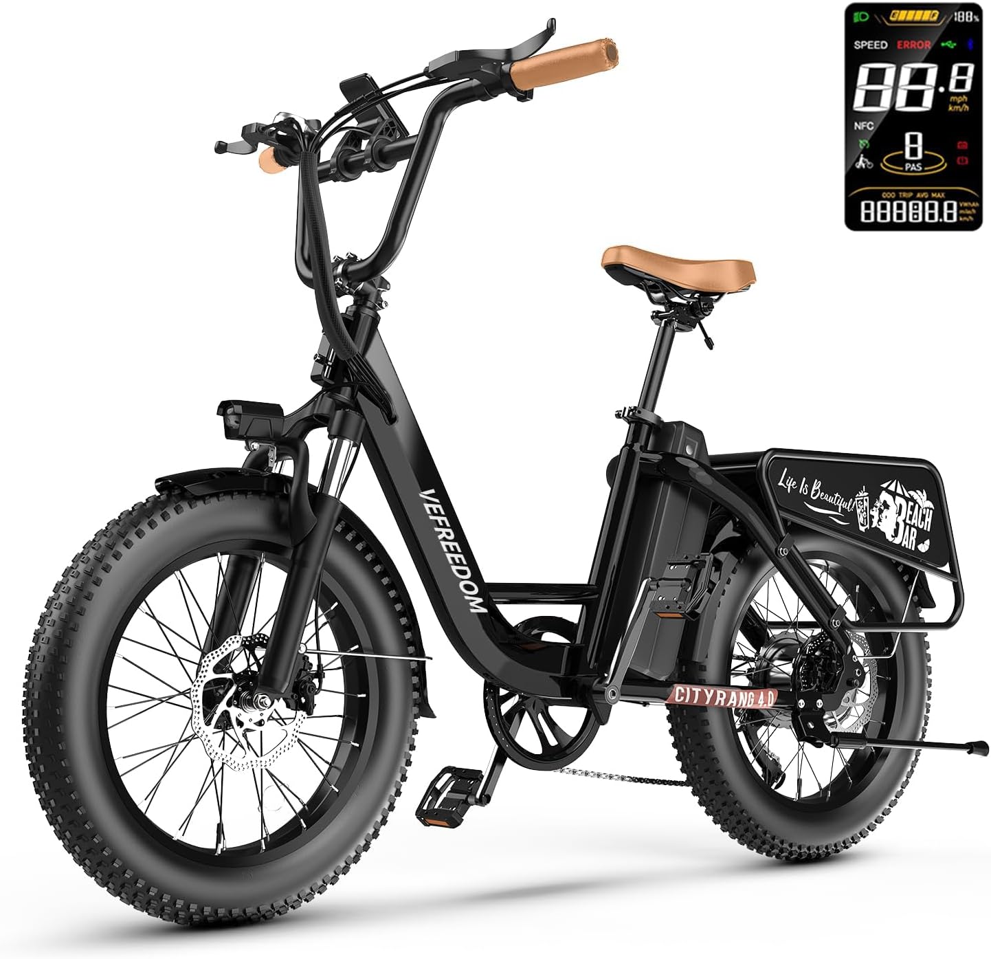 EUY Electrical Bike for Adults with Peak 1500W Motor, 48V 20Ah Detachable Battery Quick Ebike,Max 70Miles & 30MPH,20″ x4.0 Fats Tire Commuting Electrical Mountain Bike,7-Velocity, Step-Via Bicycle