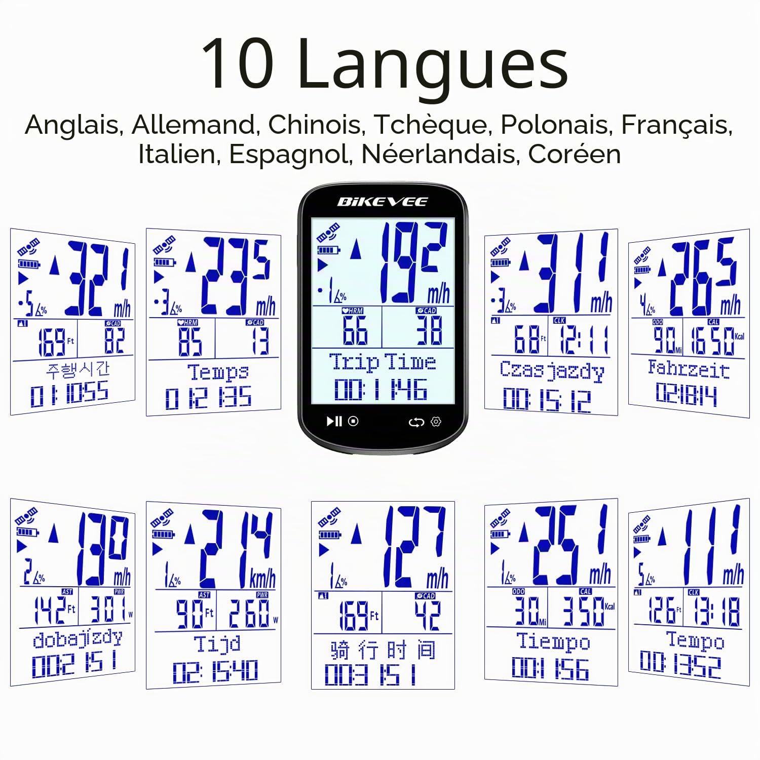 Ordinateur de vélo GPS sans fil ANT+ Bluetooth 2,6" Écran en verre Batterie 50H