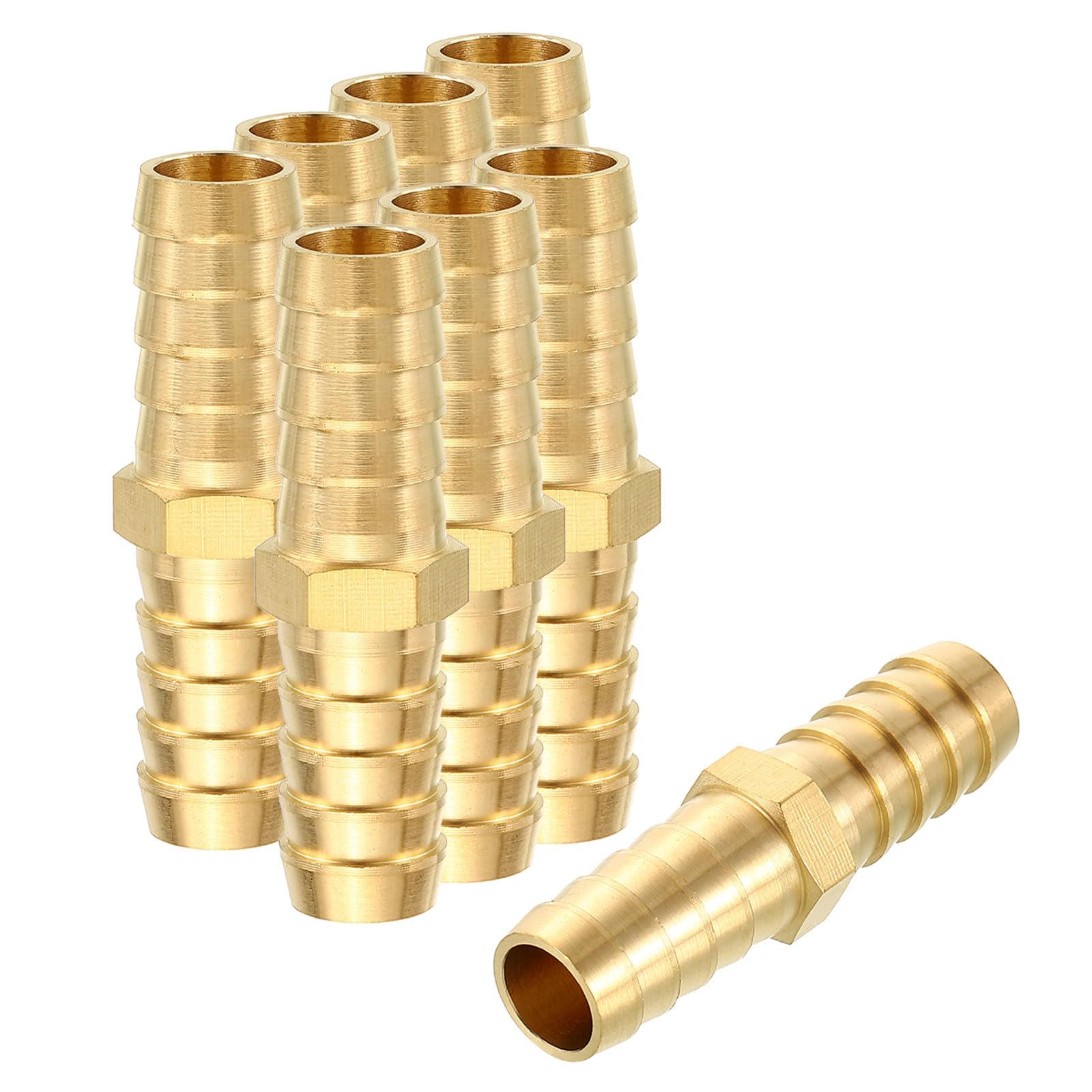 Rebower 8 Pack Brass Hose Barb Adapter, 1/2" Barb to 1/2" for Industrial, Automotive, Fluid Transfer, Home Gardening, and Water Treatment