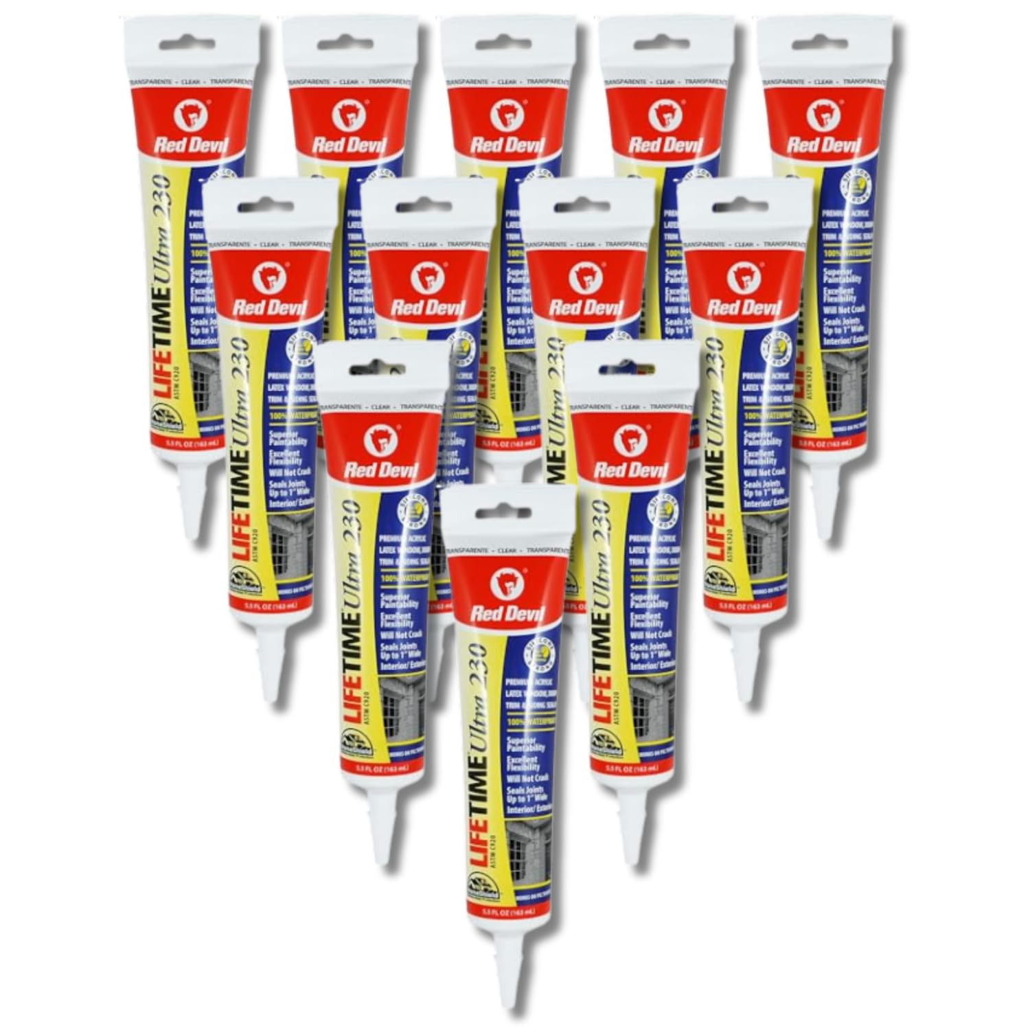 Red Devil 0705 Lifetime Ultra Premium Elastomeric Acrylic Latex Sealant, Clear, 5.5 oz, Pack of 12