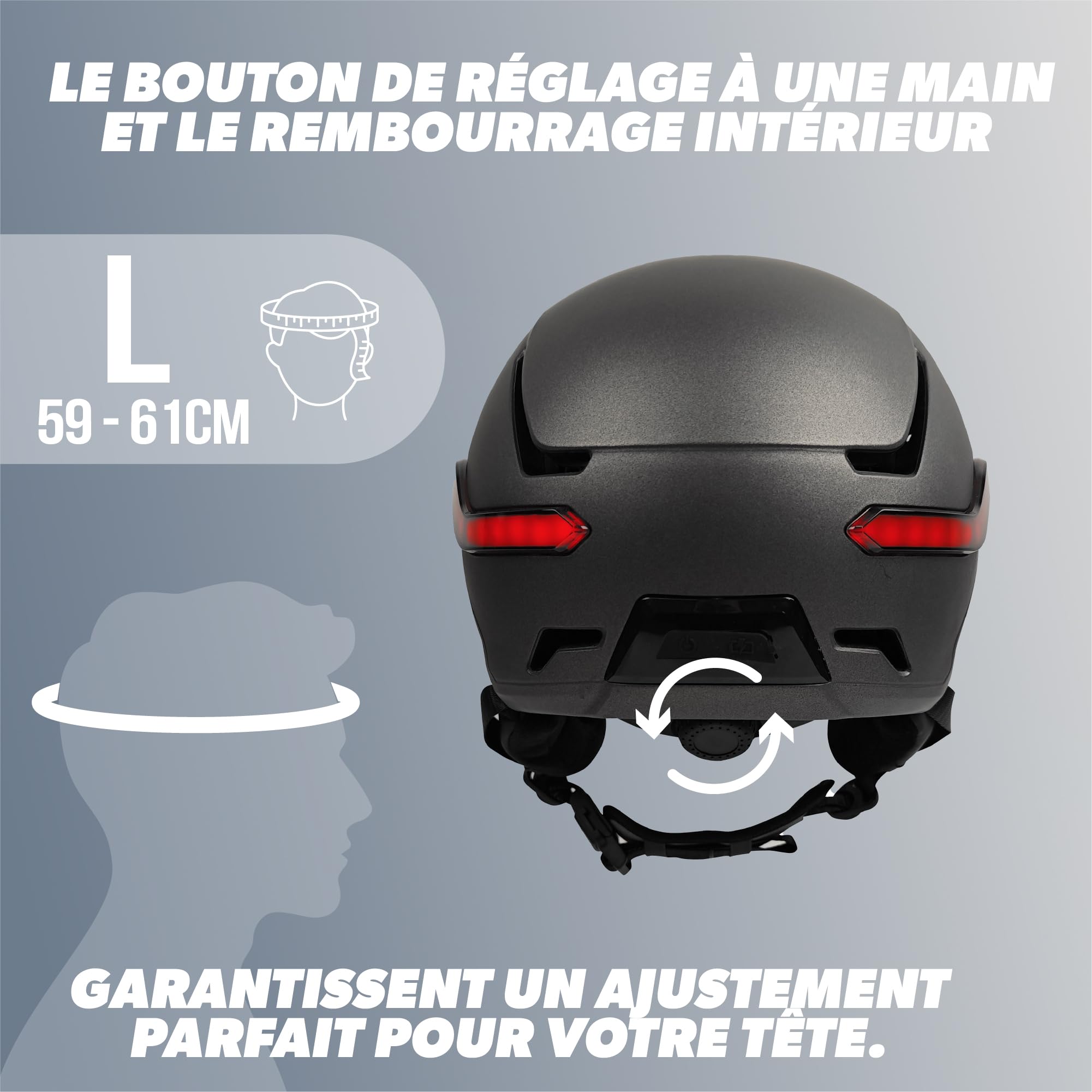 Pack Casque Vélo Connecté avec LED et Clignotants + Sac à Dos Imperméable 25L