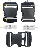 Vista 7 de Hebillas de plástico de liberación, Negro -, Ajustable, liberación lateral