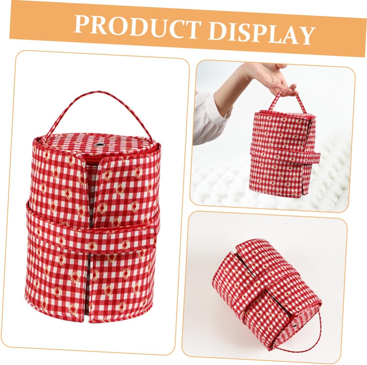 AKOOSY Yarn Organizer Bag Portable Yarn Storage Tote for Knitting and Crocheting Multi-Compartment Knitting Needle Carrying Case Handle for Hobbyists