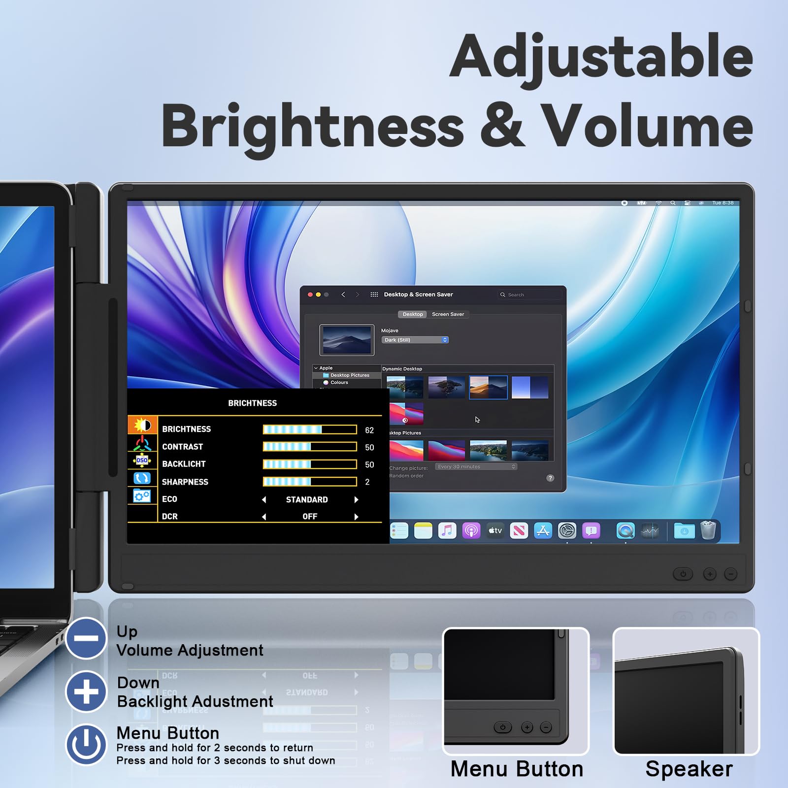 KEFEYA 14” Laptop Bildschirm Erweiterung FHD 1080P IPS Dual Screen Extender Laptop Monitor Erweiterung für Laptop 13"-17,3" mit USB-C/HDMI Plug & Play für Windows/Mac/Android/Switch /PS5