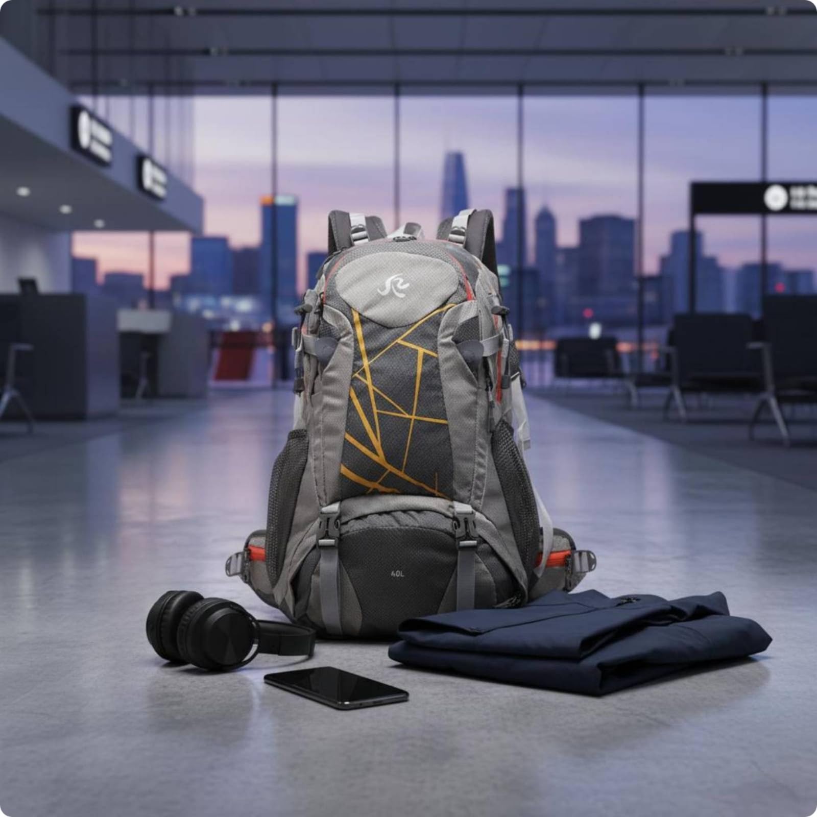 MERIGLARE Wanderrucksack Outdoor Hiking Pack Rucksack Tagesrucksack Trekkingrucksack Reiserucksack 40L Strukturierter Aufbau Mehrere Fächer Fronttasche, Grau, Grau