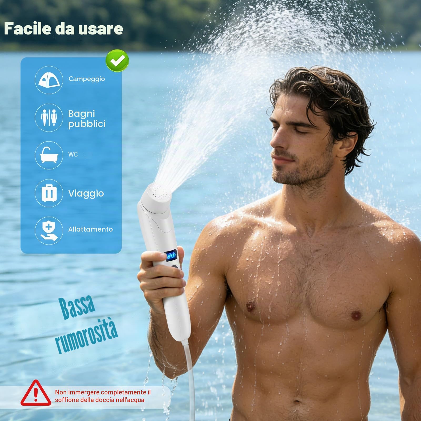 Bidet Portatile Elettrico 3L, Doccia Portabile Ricaricabile USB per WC, Spruzzatore a Mano con Batteria 2200mAh IPX6, Bidet da Viaggio Ideale per Campeggio Viaggio Donna Uomo Anziano, Cura Postpartum