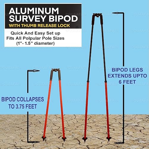 Miniatura 2 de Soporte telescópico de aluminio para postes de prisma Land Survey GPS Rover Postes de estación total GPS GNSS Varillas