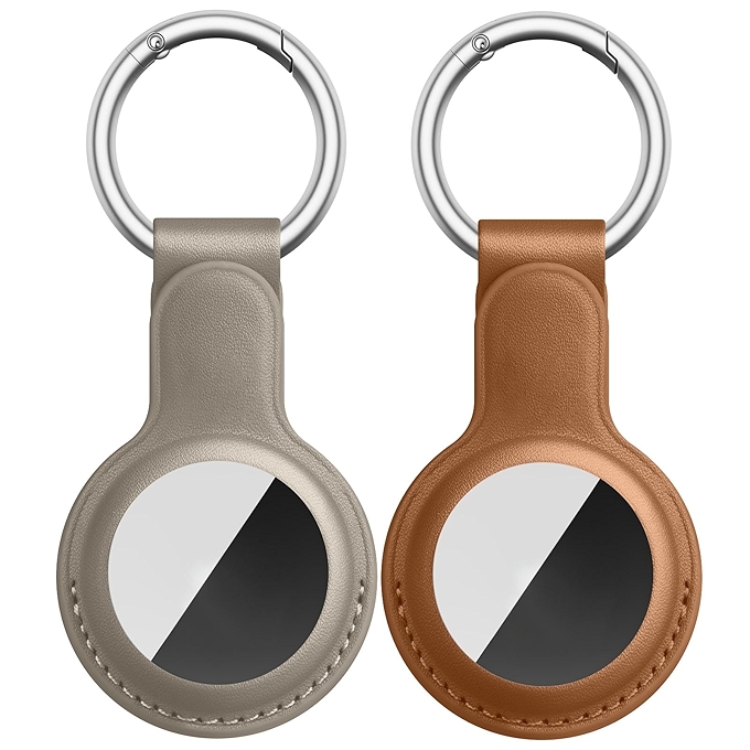 苹果AirTag全包皮革保护壳（2个装，棕色/灰色）