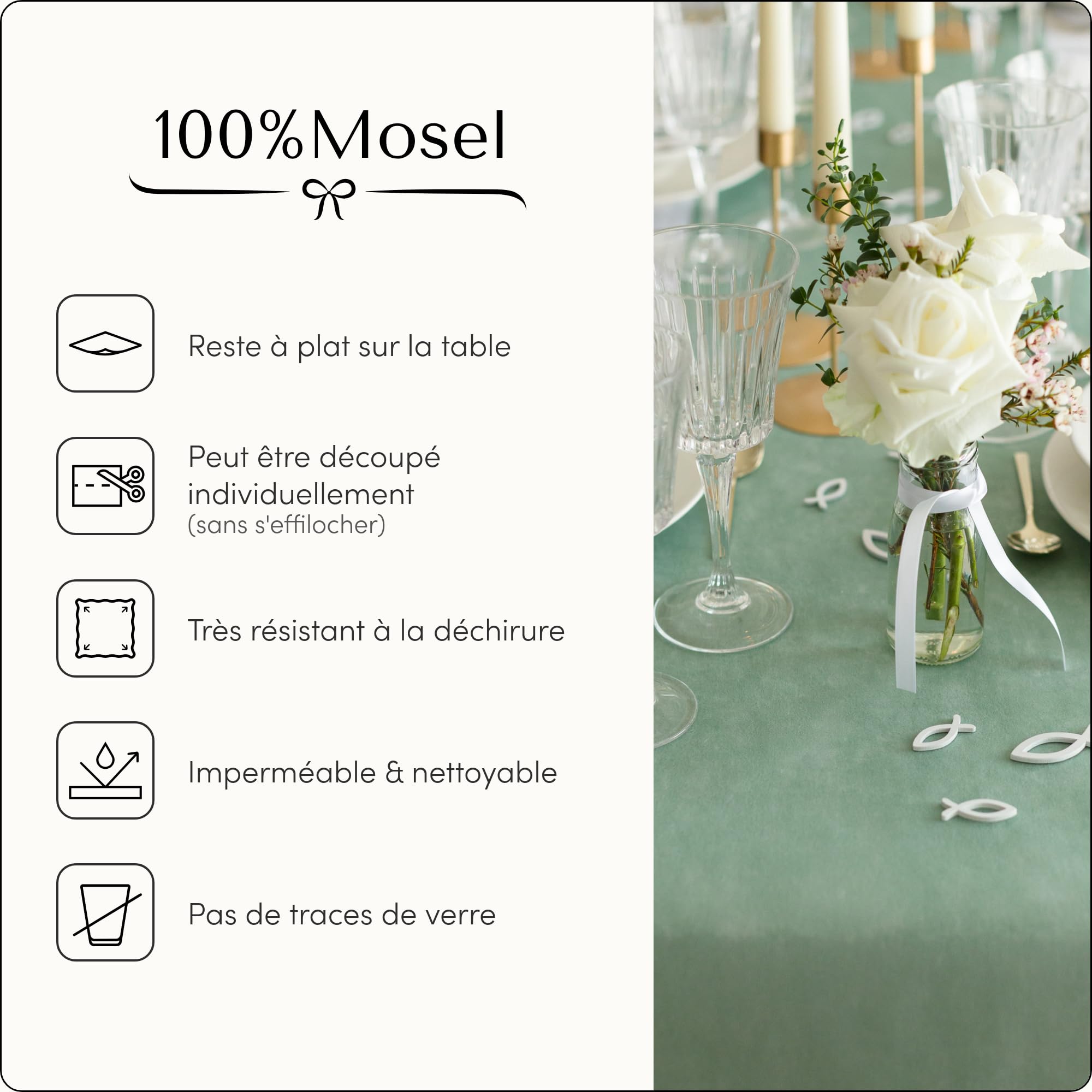 Chemin De Table Non-tissé Vert Eucalyptus - Rouleau De 30 Cm X 25 M - Décoration Mariage, Baptême, Anniversaire - AboveBed