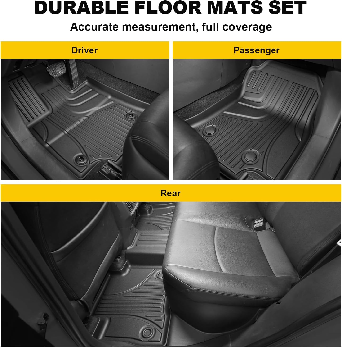 TTX LIGHTING Floor Mats for Toyota RAV4 2019-2025 (Not Fit Hybrid), All Weather TPE Mats Custom Fit Floor Liners Trunk Cargo Liner, Black