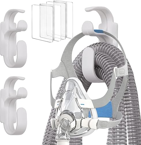 2 soportes para manguera de máscara CPAP con función antidesenganche, organizador de tubos CPAP y gancho para la diadema CPAP combinado para evitar