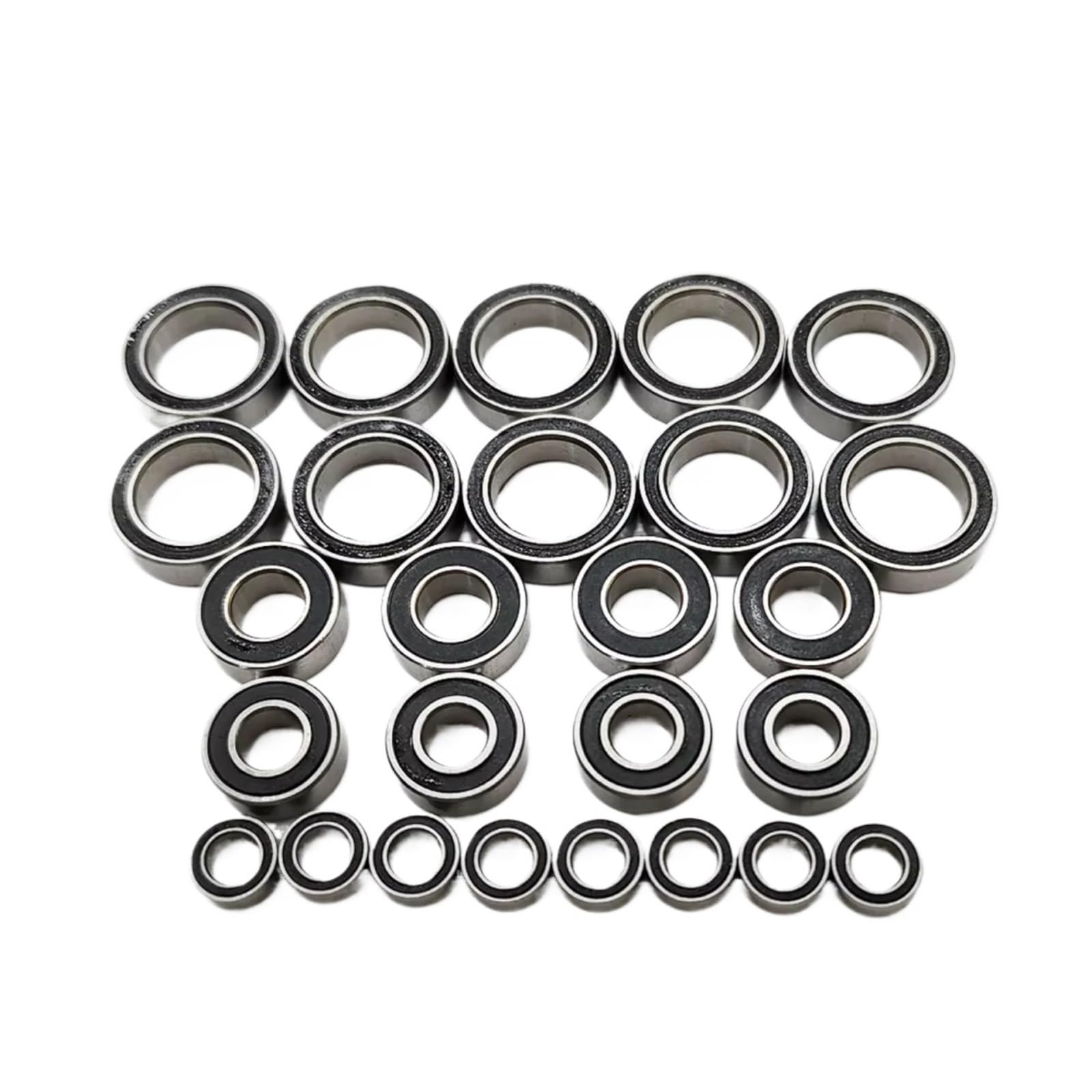 para Tekno ET410 EB410 1/10 26 Piezas Kit Completo De Rodamientos De Bolas Acero Cromado Preengrasado Sellado con Goma Negra Coche RC Pieza De Mejora Rodamientos Mejoras RC