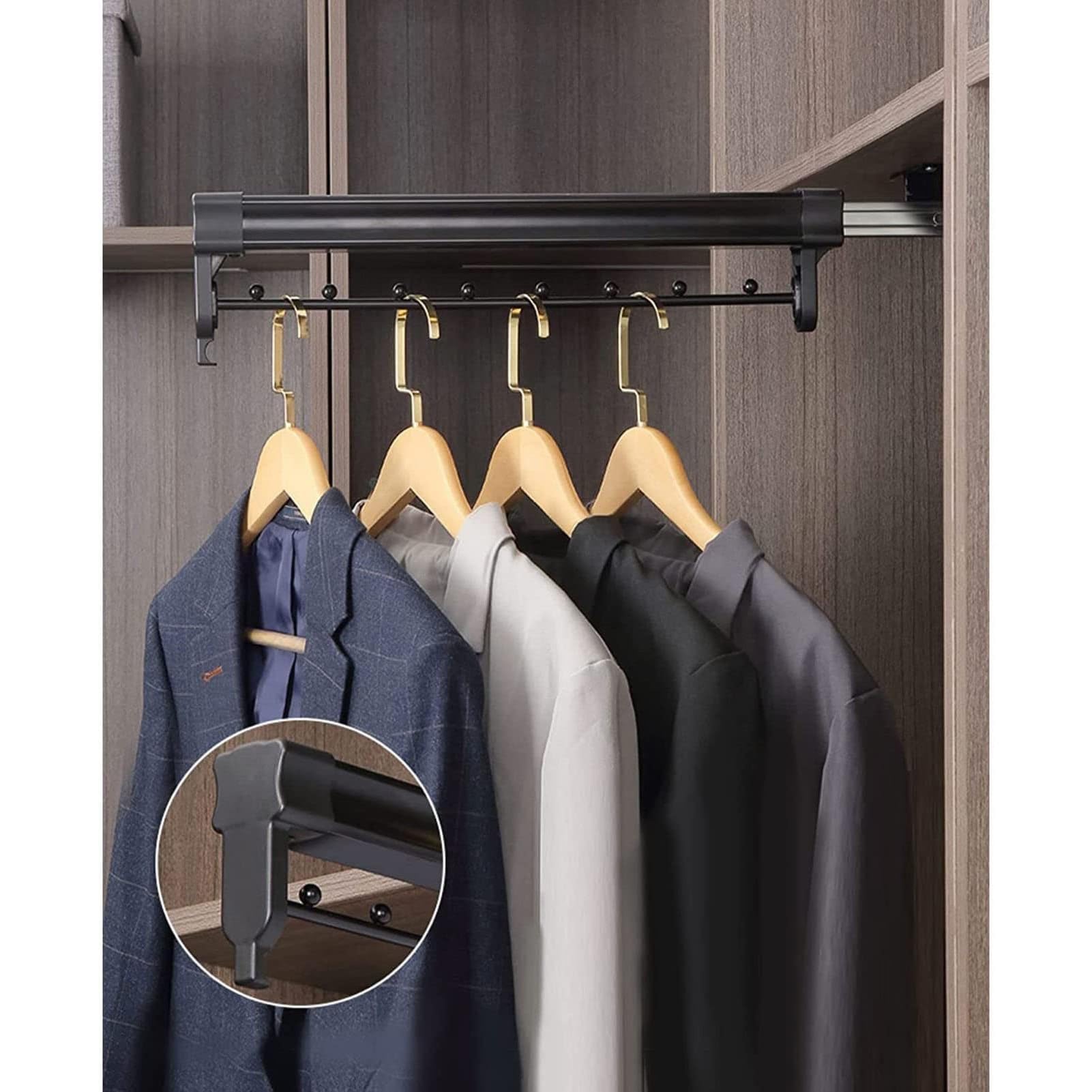 Barre de suspension coulissante pour simplifier le rangement du dressing