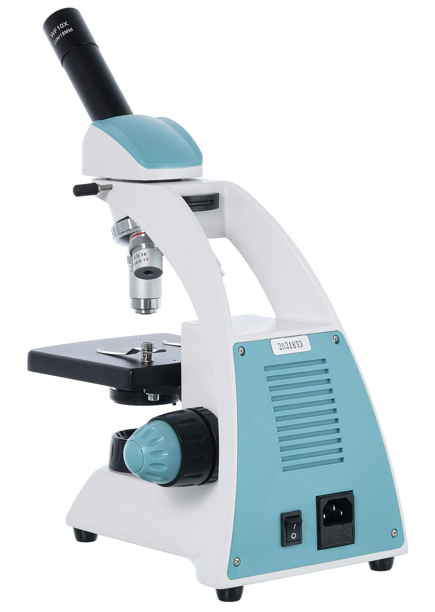Levenhuk 500M Microscopio Monocular Compuesto Biológico, con Rango de Ampliación de 40x–400x, Luz Halógena, Lente Colectora y 3 Filtros de Color Incluidos en el Kit