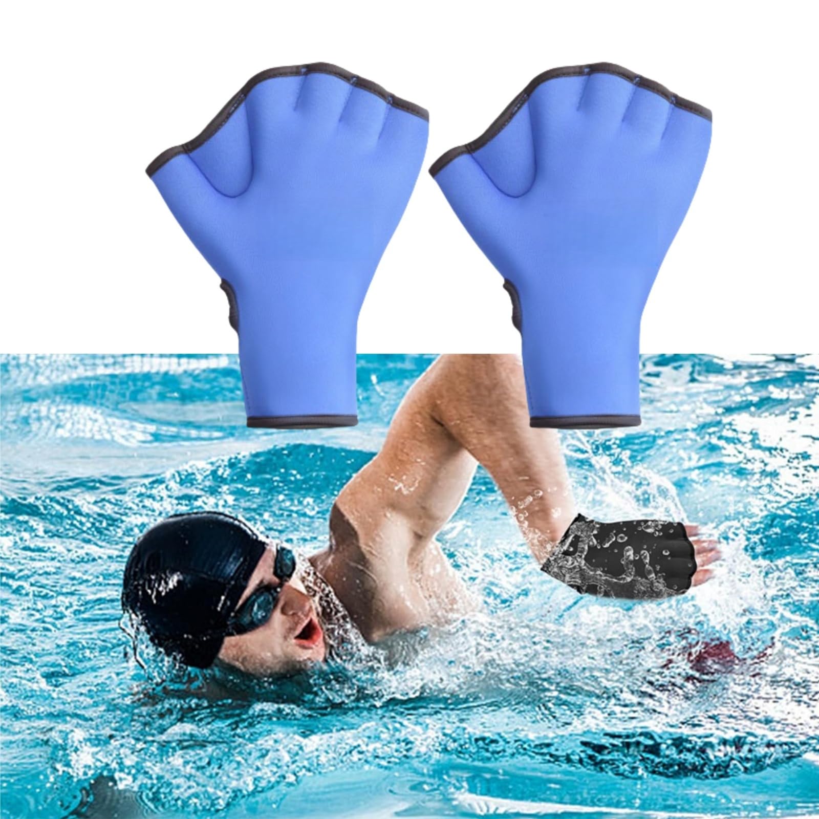 UNIQOCK Swimming Webbed Gloves Training Gloves Aquatic Fitness Paddles Water Resistance Diving Hand Web for Men, Women, Scuba Diving, Snorkeling,