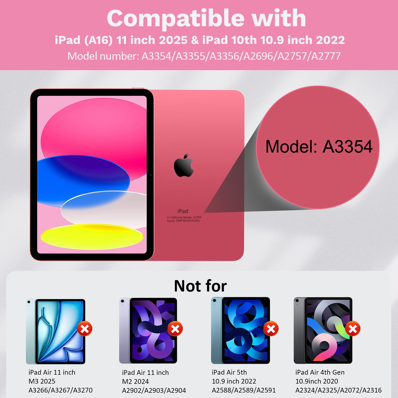 MoKo Custodia con Tastiera Multi-touch per iPad (A16) 11a Gen 11 Pollici 2025, Custodia per iPad 10a Gen 10,9 Pollici con Portapenne, Tastiera Bluetooth Staccabile Retroilluminata a 7 Colori, Peonía