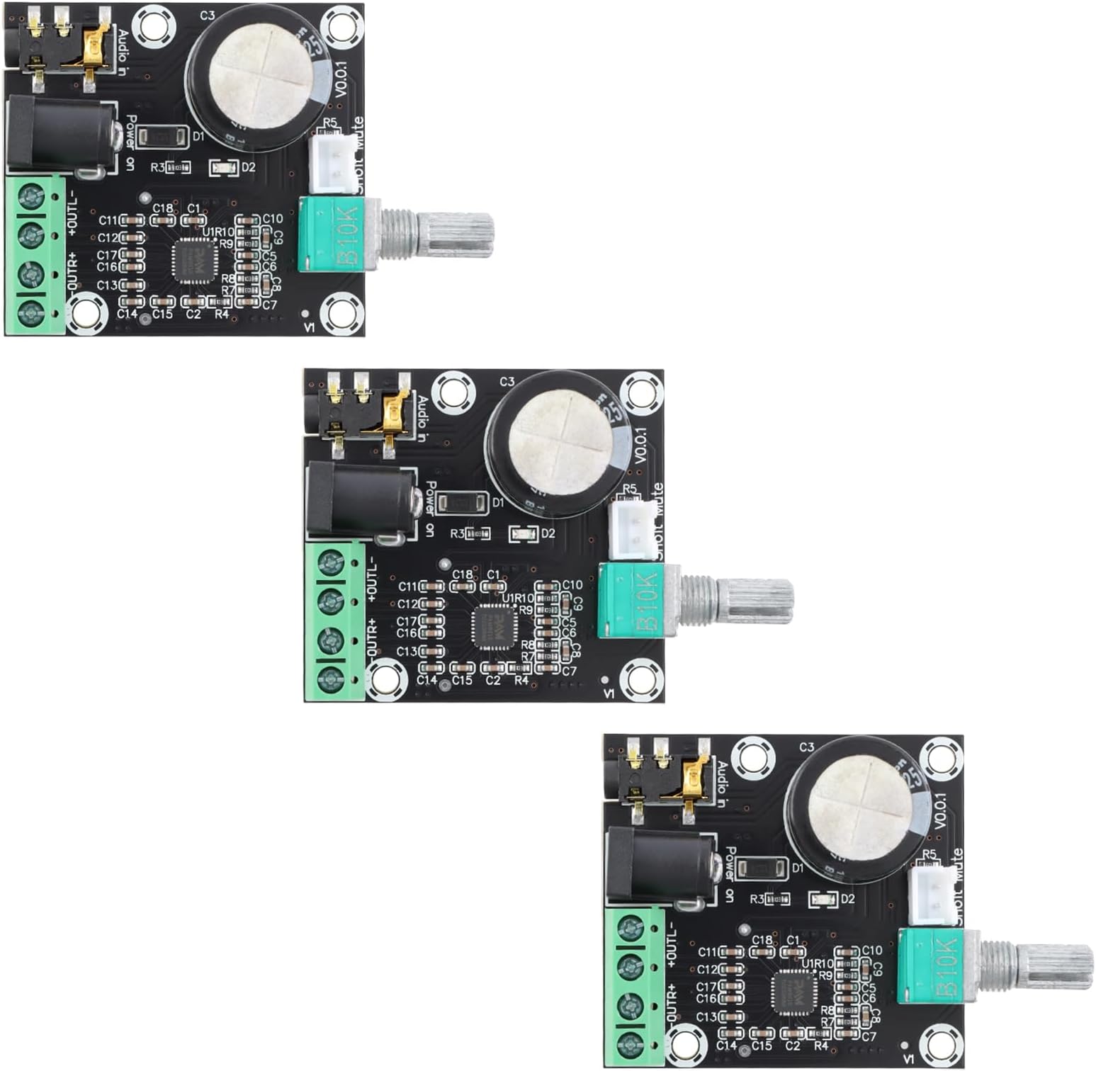 3pcs PAM8610 2×15W Class D Stereo Amplifier Board Module with Volume Control
