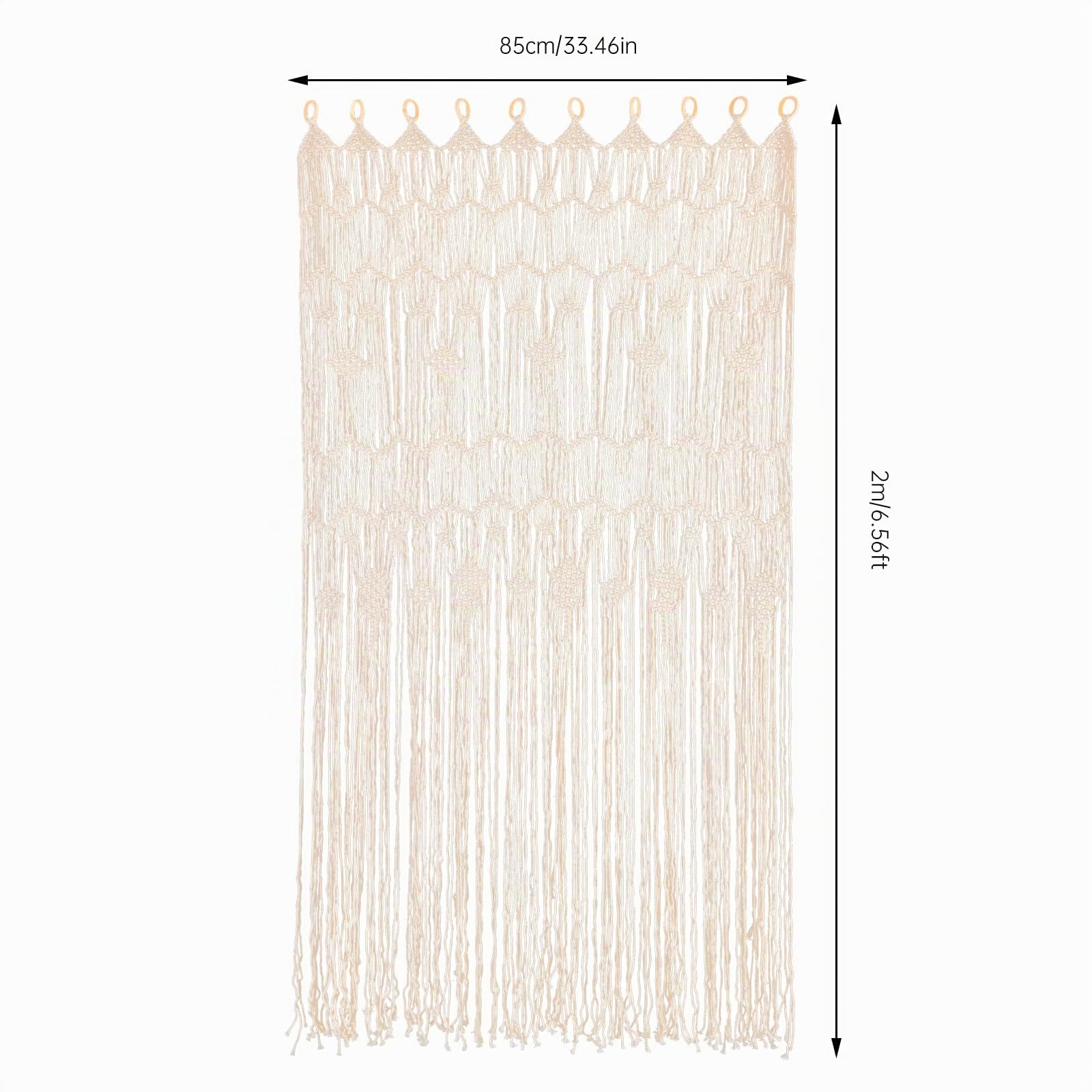 TRIEBAN Lot de 2 rideaux en macramé - Style bohème - Tissés à la main - Pour mariage, fenêtre et séparateur de pièce - Décoration murale pour la maison et le bureau - 85 x 200 cm