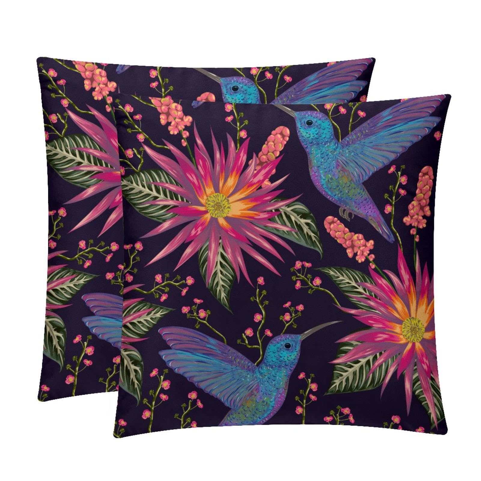 TDGKPZ Bird Red Flowers Throw Pillow Covers 2 Pack Pillowcases Soft Cozy Pillow Cases For Couch Bed Sofa 40x40cm