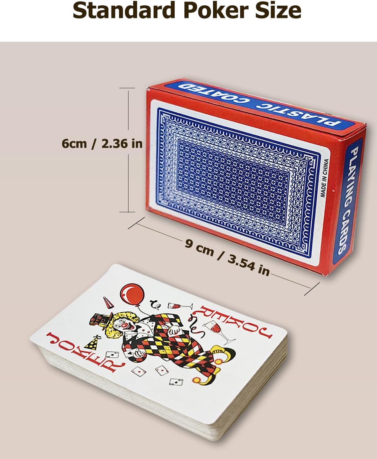 2 Deck of Classic Playing Cards, Themed Design, Durable & Smooth for Poker, Blackjack, and All Card Games for Family Party Table Game (1 Red and 1 Blue)