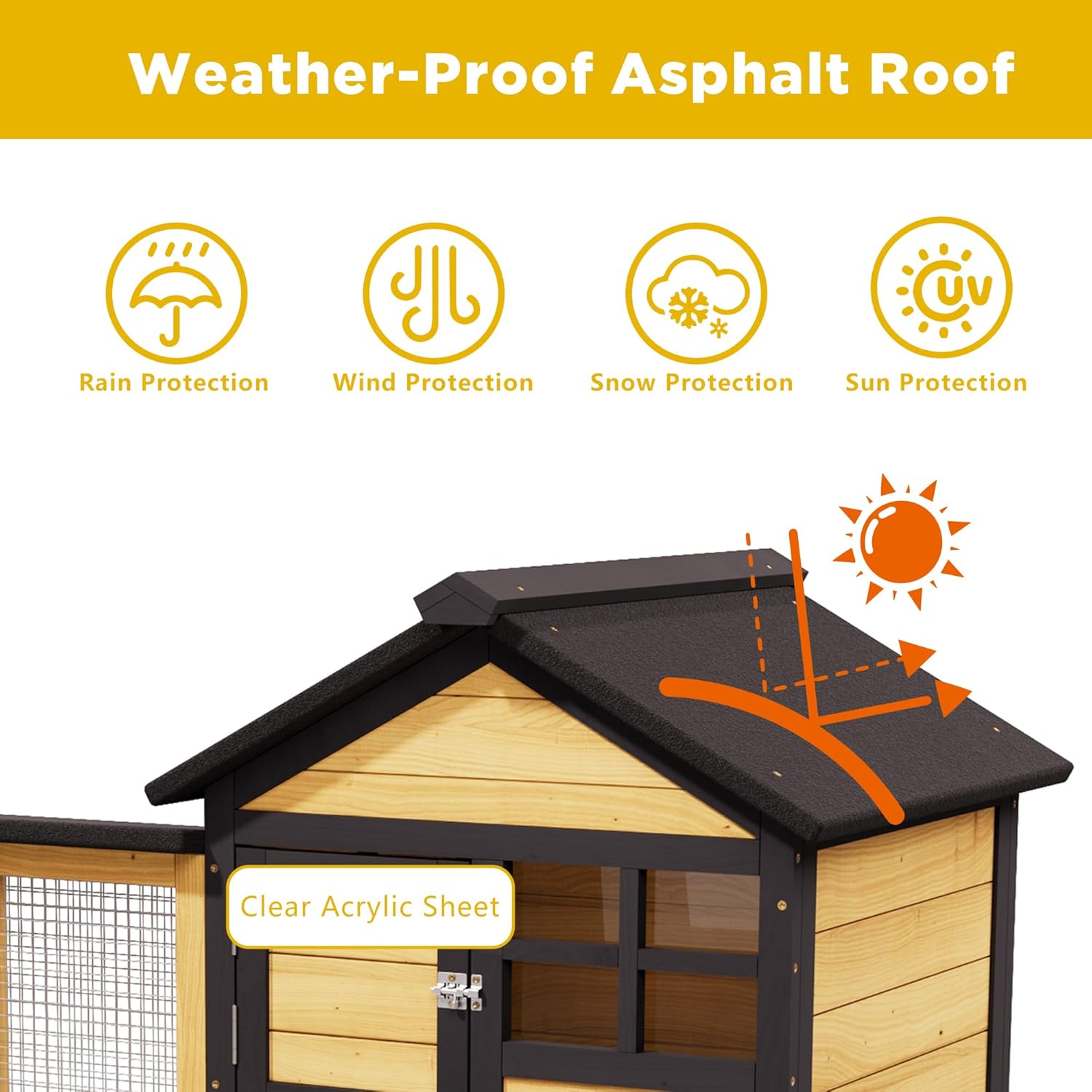 Large Chicken Coop and Run Outdoor Indoor Two Story Rabbit Hutch Pet House Guinea Pig Cage with Removable Tray, Ramp, Ventilation Doors for Chickens, Bunny, Ducks, Quails（Natural Wood）