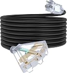 25Ft 12 Cord d'extension extérieure de jauge avec 3-Outlets, Cordon d'extension 12/3 de service lourd avec extrémité éclairée, 15A 12AWG 1875W SJTW, ETL Inscrit - Idéal pour Garage, Jardin et Maison, Noir