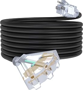25Ft 12 Gauge Outdoor Extension Cord with 3-Outlets, Heavy Duty 12/3 Extension Cord with Lighted end, 15A 12AWG 1875W SJTW, ETL Listed - Great for Garage, Garden and Home, Black
