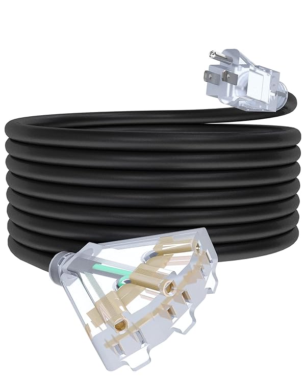 25Ft 12/3 Outdoor Extension Cord with 3-Outlets, Heavy Duty 12 Gauge 3 Prong Extension Cord Waterproof with Lighted end, 15A 12AWG 1875W SJTW, ETL Listed - Great for Garage, Garden and Home, Black by PLUGTUL - Used condition - US$27.33