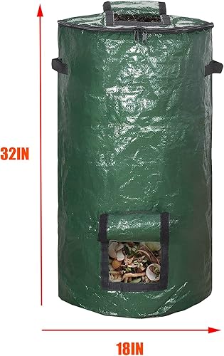 Miniatura 10 de Bolsa de basura reutilizable para compost, bolsa de basura para jardín, contenedor grande de fertilizante, caja de colección de fertilizantes, 80