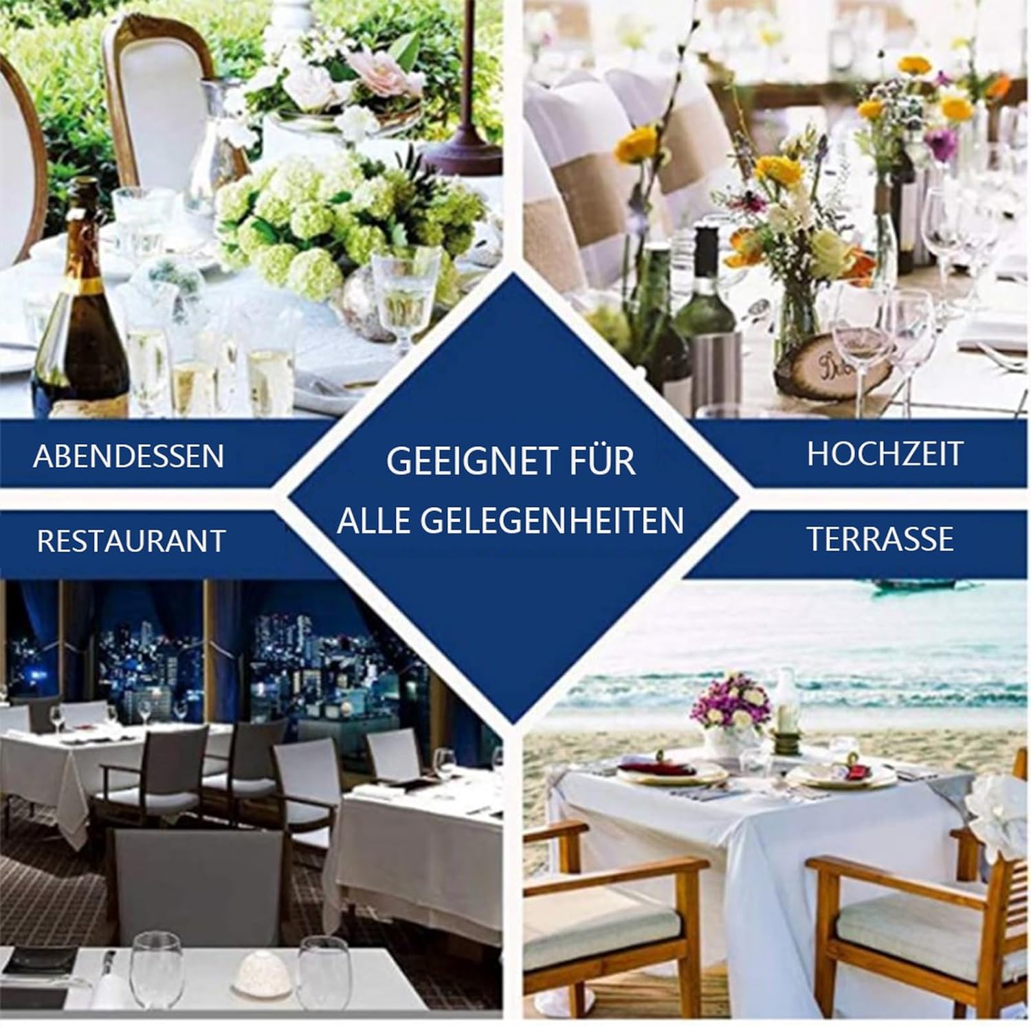 JIALIANG テーブルクロス- 長方形 洗えるお手入れ簡単 160 x 240 cm ポリエステルテーブルクロス 宴会テーブルク