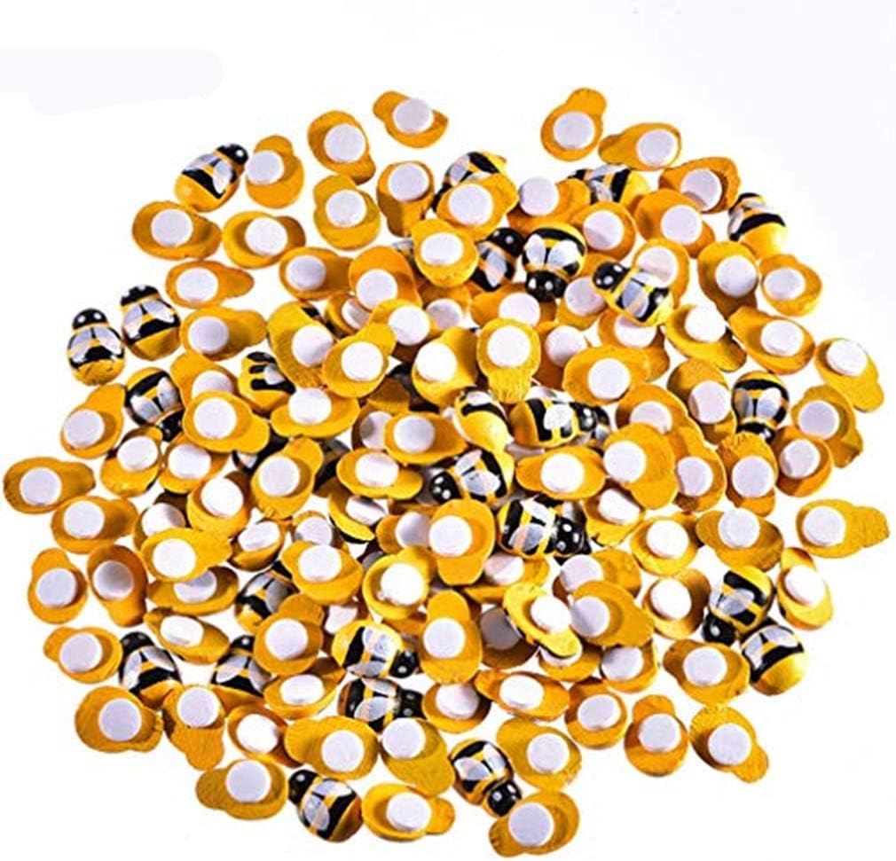 MagiDeal 200pcs Mini Wooden Bee with Adhesive Embellishments Painted Flatback Wood Bees for DIY Craft Decoration Scrapbooking by TheBigThumb