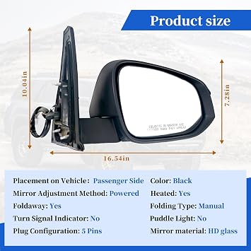 For Toyota 4Runner Passenger Side Mirror 2014-2024#TO1320313(Right 5Pin)