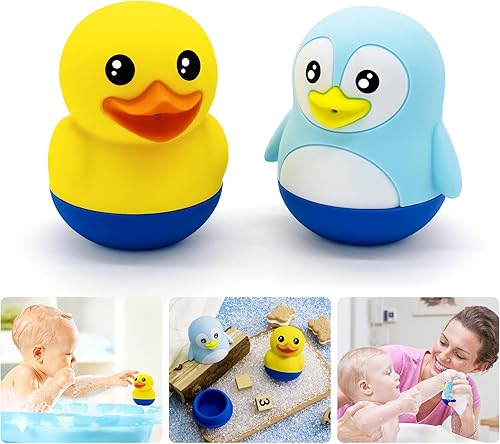b&h Juguete de baño para bebés y niños pequeños, juguetes de bañera de silicona duraderos para apretar y chorrear, juego de juguetes de baño sin