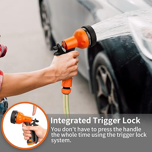 Miniatura 27 de AUTOMAN - Boquilla de metal para manguera de jardín, con 7 patrones de riego ajustables, es antideslizante, para regar plantas, césped y jardín