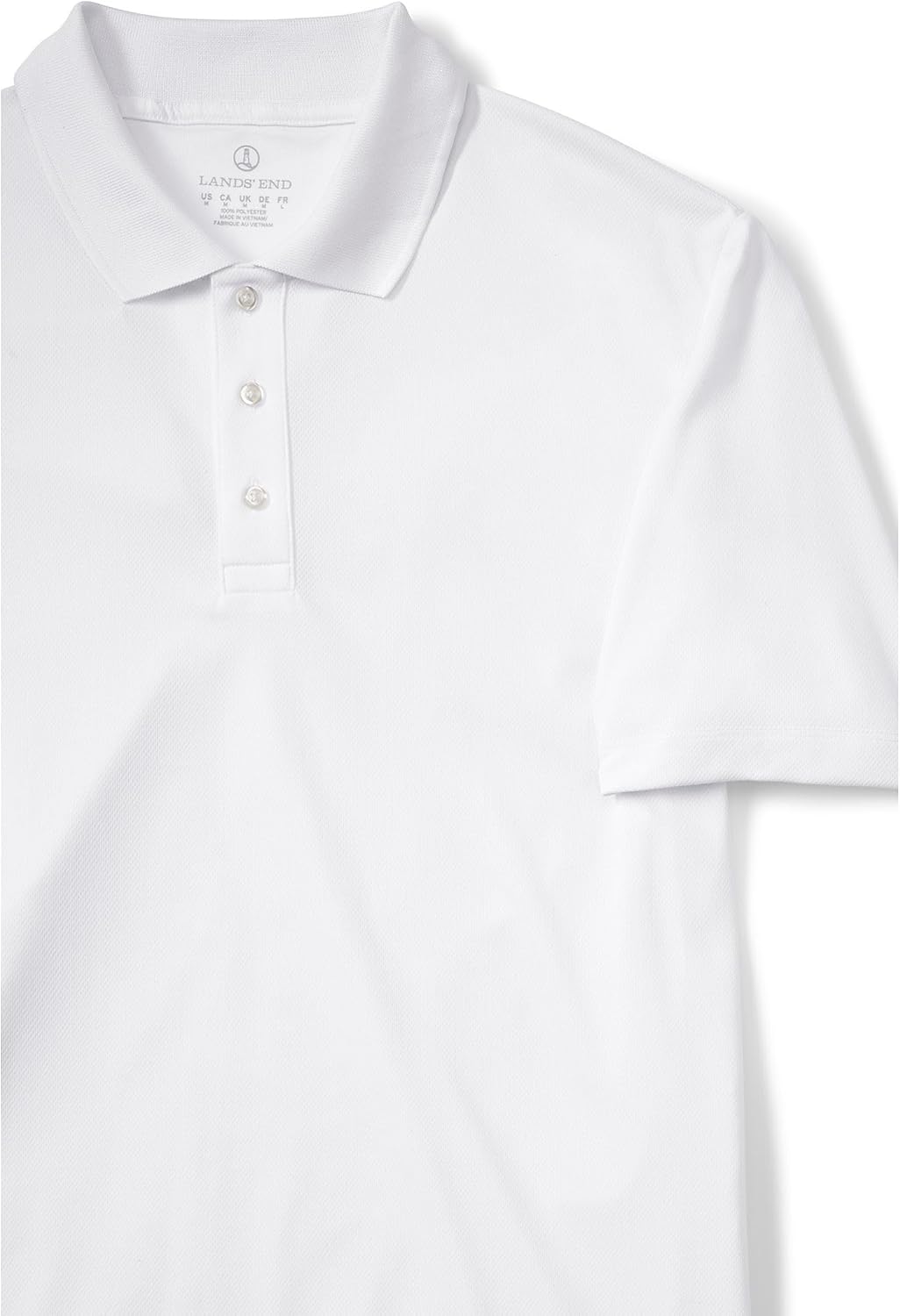 Lands' End Essentials Men's Active Polo Shirt – Short Sleeve, Lightweight & Breathable Performance Fabric – Regular Fit White