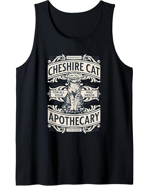 Cheshire Cat - Alice in Wonderland Vintage Book Design Tank Top