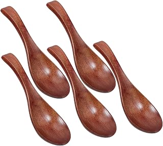 Alipis 5 Cucharas De Arroz De Madera De Estilo Japonés para Cocina Cucharas De Sopa Asiáticas Cucharas Japonesas para Servir Cucharas De Sopa De Madera De Estilo Japonés Cucharas De