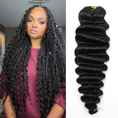 YWIGS Deep Wave Crochet Hair Human Hair Miracle Knots Crochet Hair for Black Women Knotless Crochet Human Hair 18" NC 50 Strands