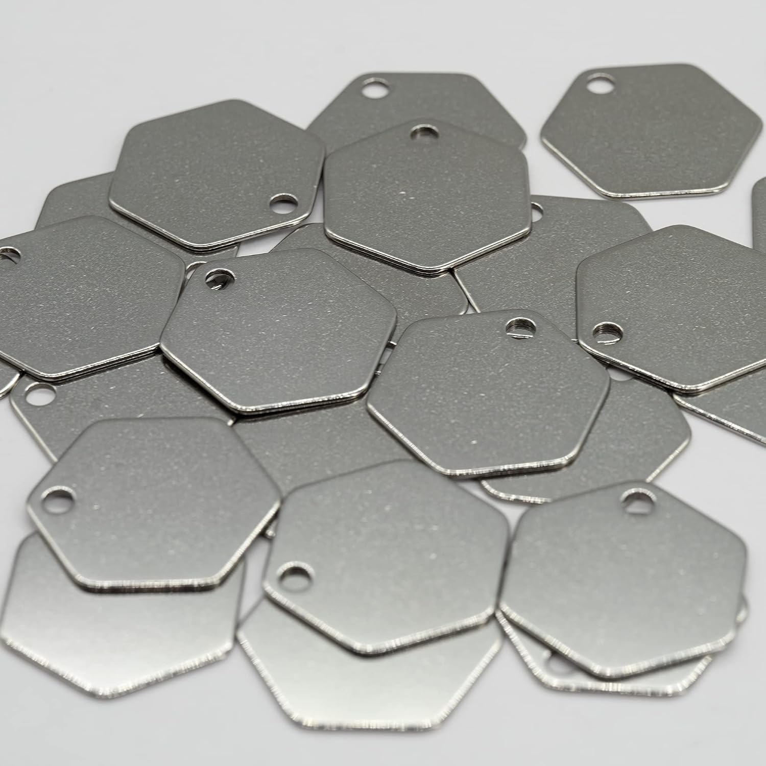 StayMax Hexagon Shape Dog Tags Key Tags Stainless Steel Stamping Blanks 25 Pack