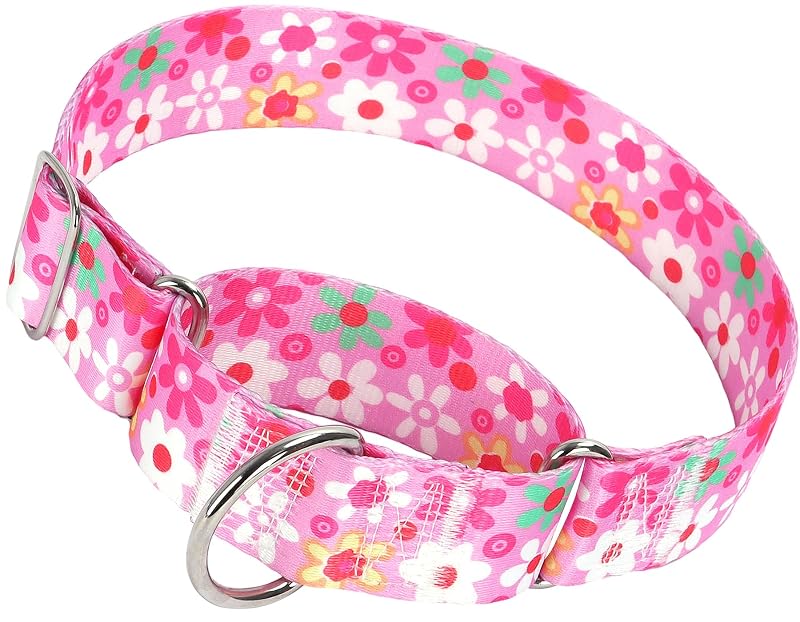 Coleira Martingale para Cães em Nylon Ajustável, 3,81 cm de largura, MAOWUWUJOZ, Rosa XL para pescoço de 60,96–76,2 cm