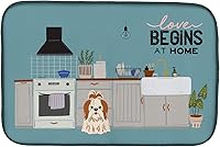 Vista 159 de Caroline's Treasures CK7824DDM - Tapete absorbente para secado de platos con diseño de bulldog inglés, rojo y blanco, para encimera de cocina, 14 x